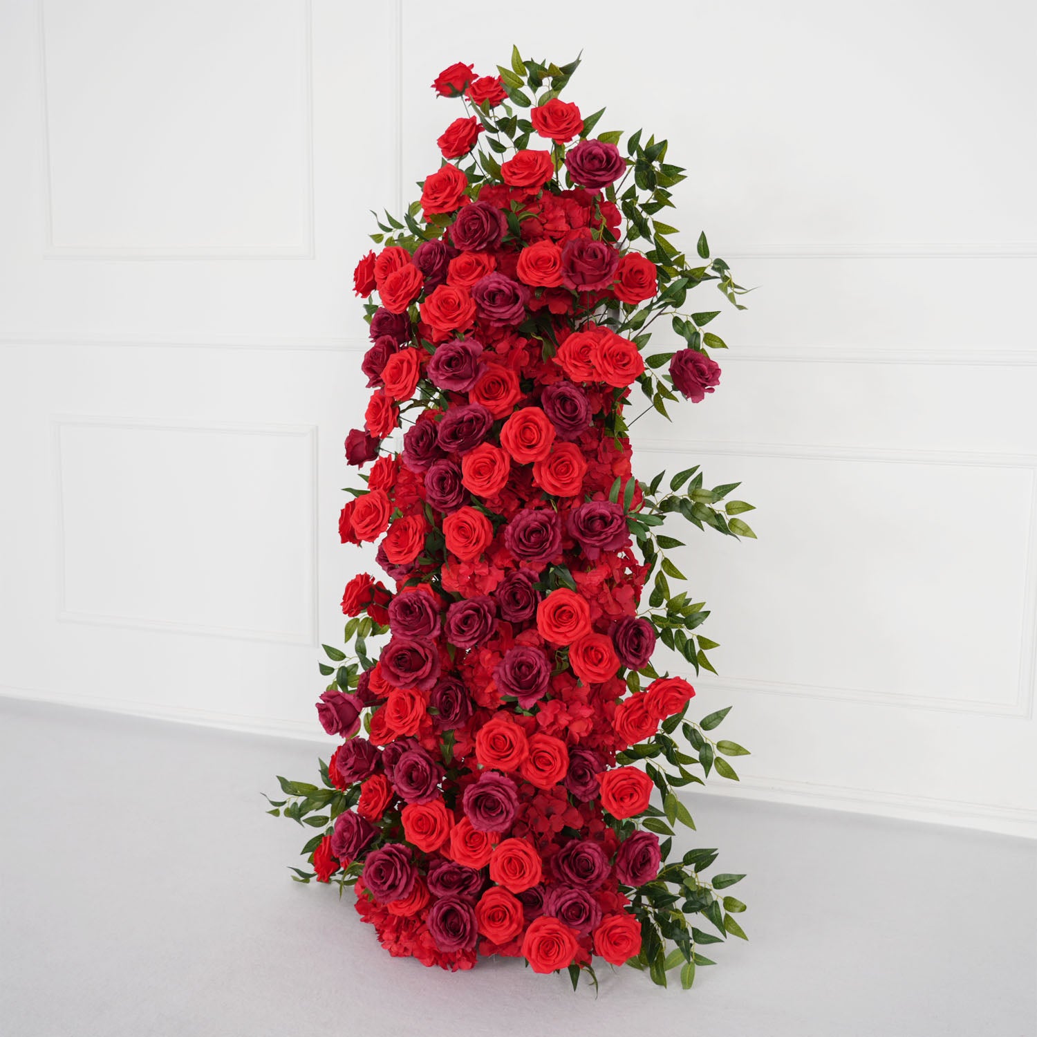 Artificial Red Rose Wedding KT Background Board Decor Flower Row Picture 13